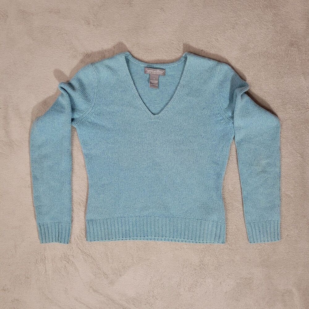 Grayson & Dunn Womens V- Neck Long sleeves 100% Cashmere Sweater Green sz Small
